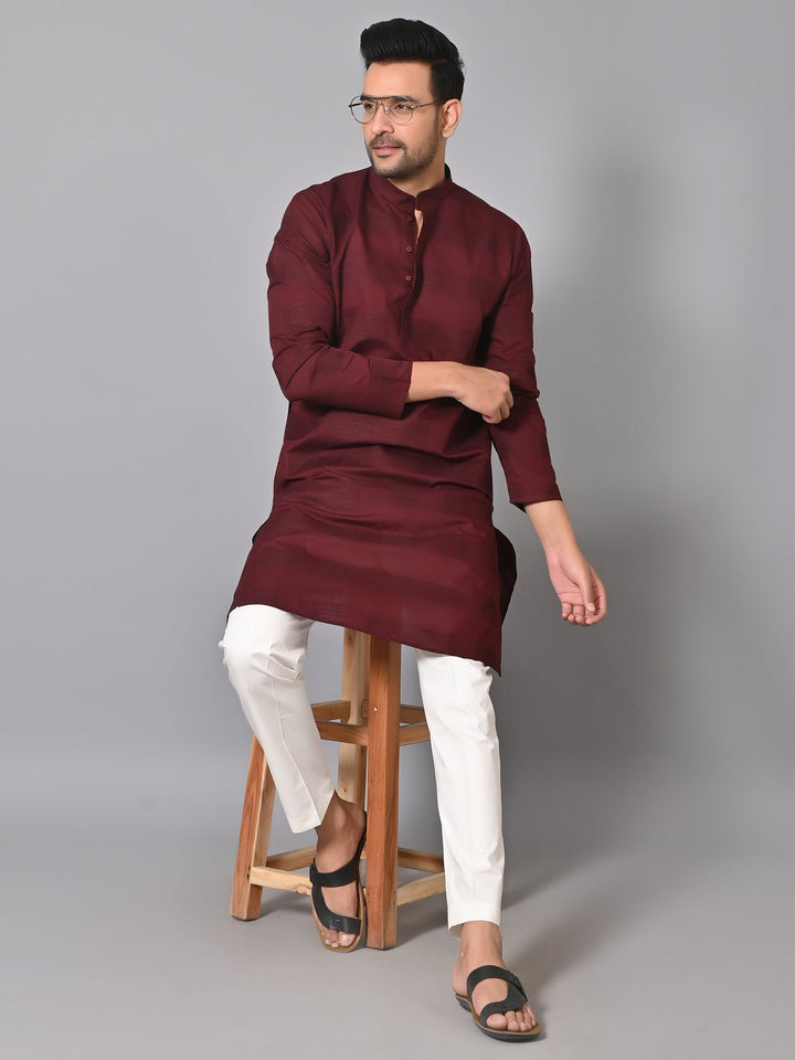 Striped Maroon Kurta Set