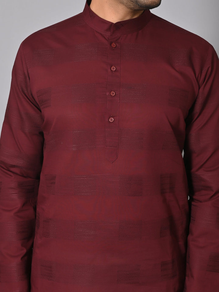 Striped Maroon Kurta Set