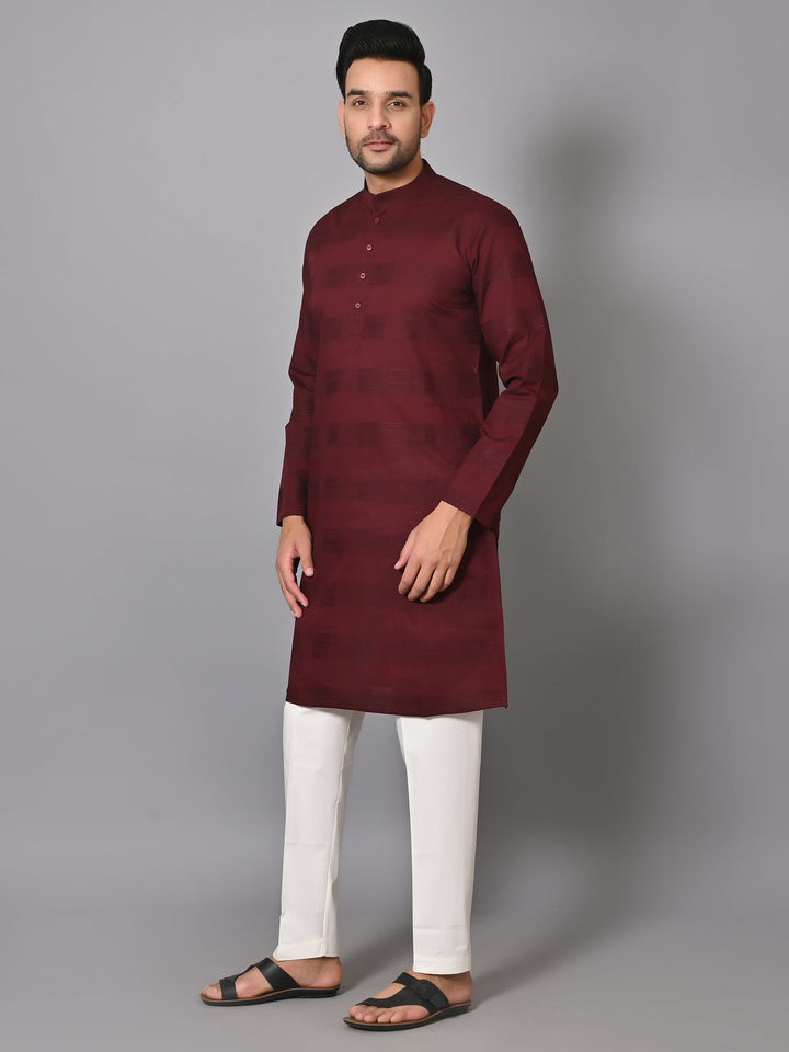 Striped Maroon Kurta Set