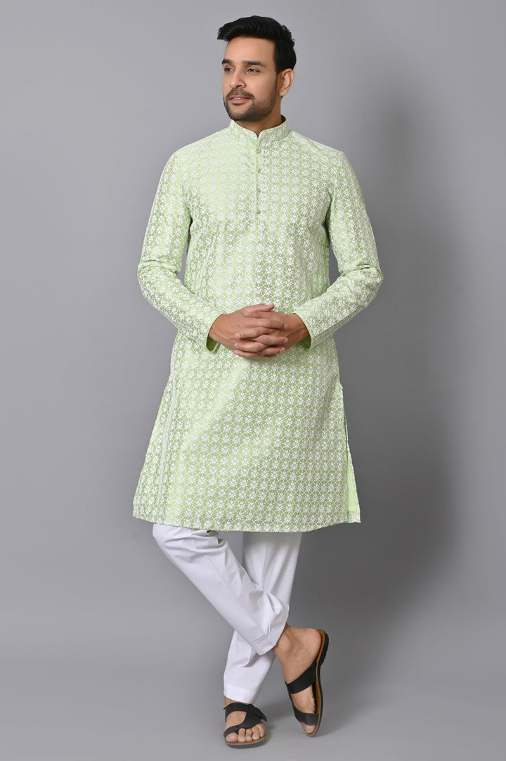 Chikan Green Kurta Set