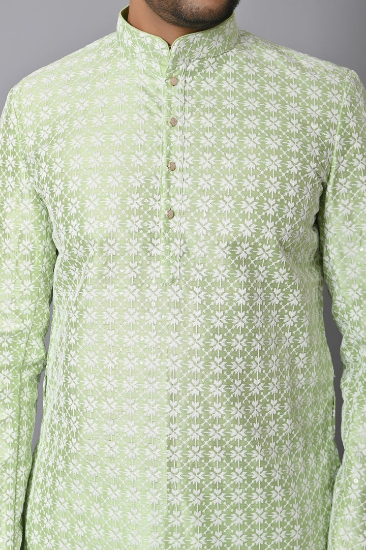 Chikan Green Kurta Set