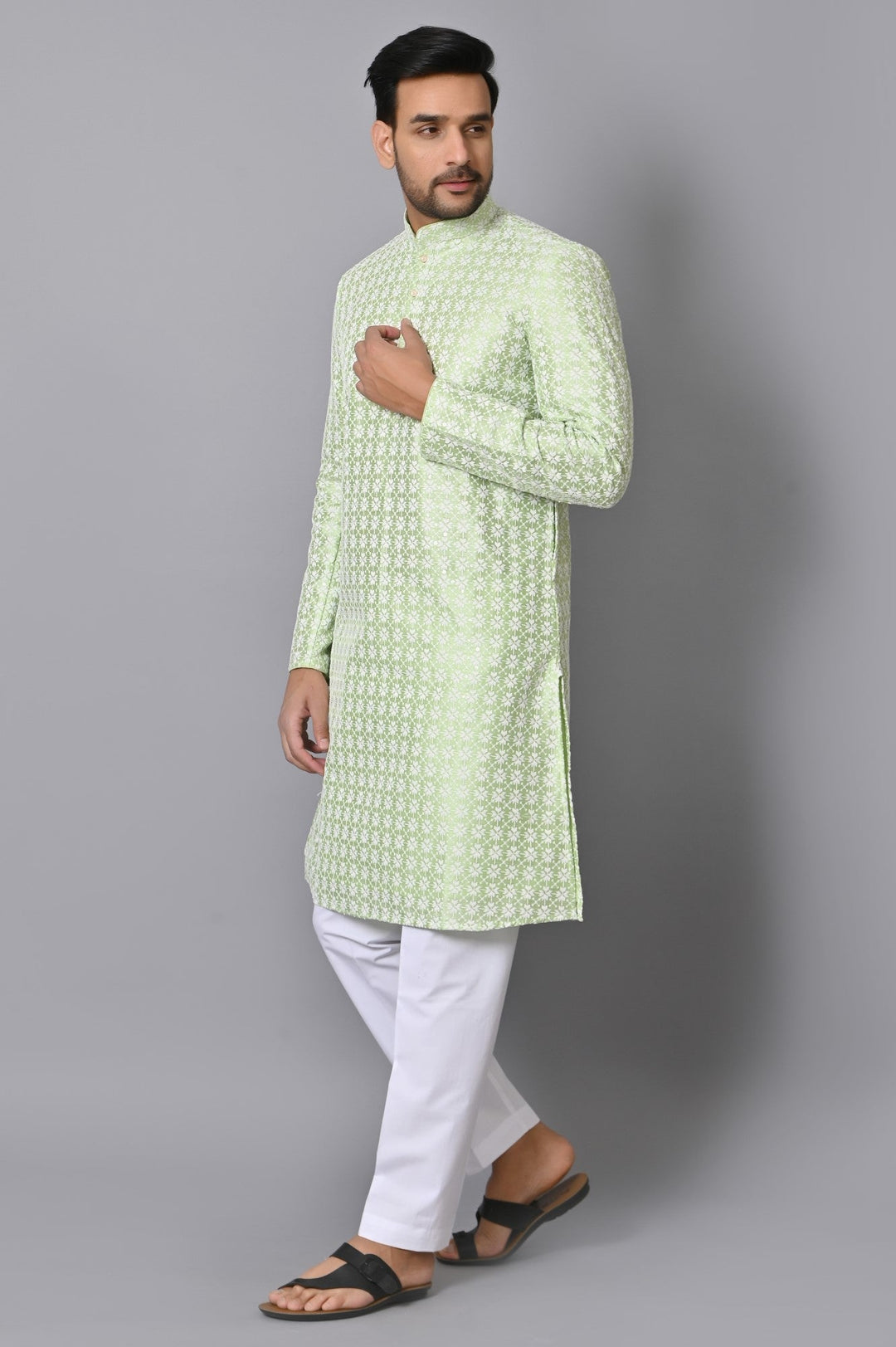 Chikan Green Kurta Set