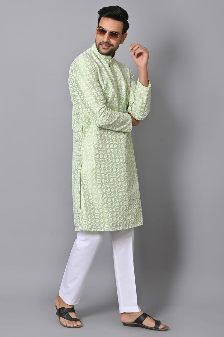 Chikan Green Kurta Set