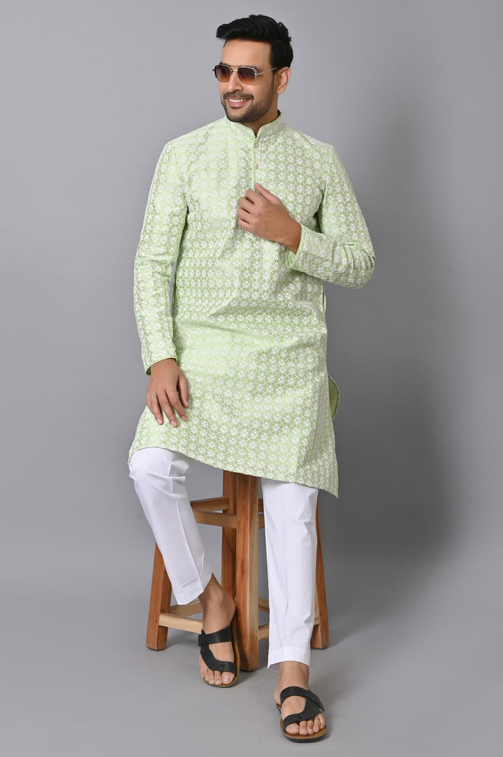 Chikan Green Kurta Set