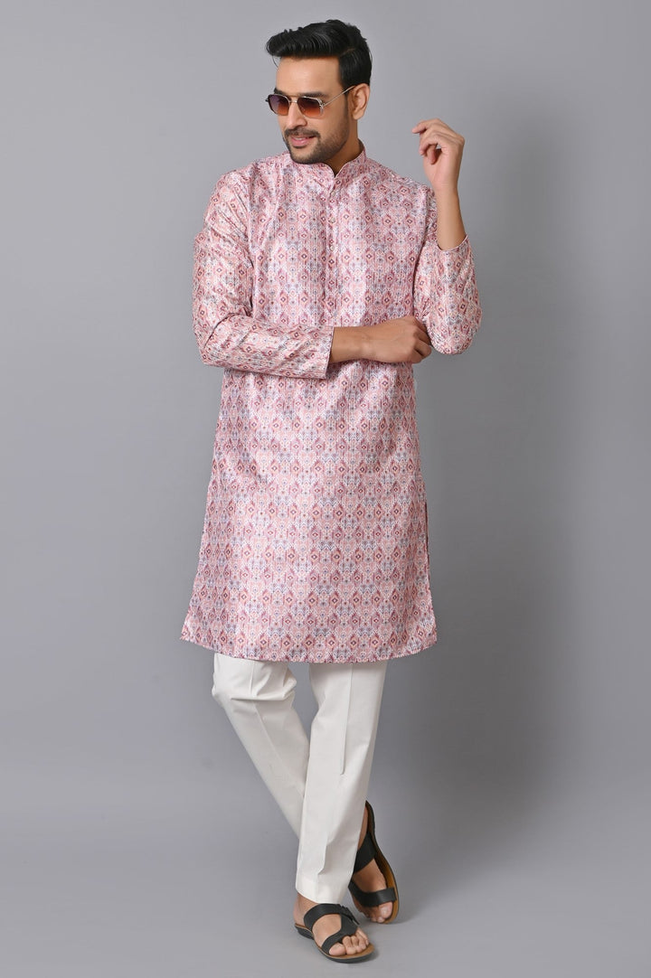 Ethnic Motifs Pink Kurta Set