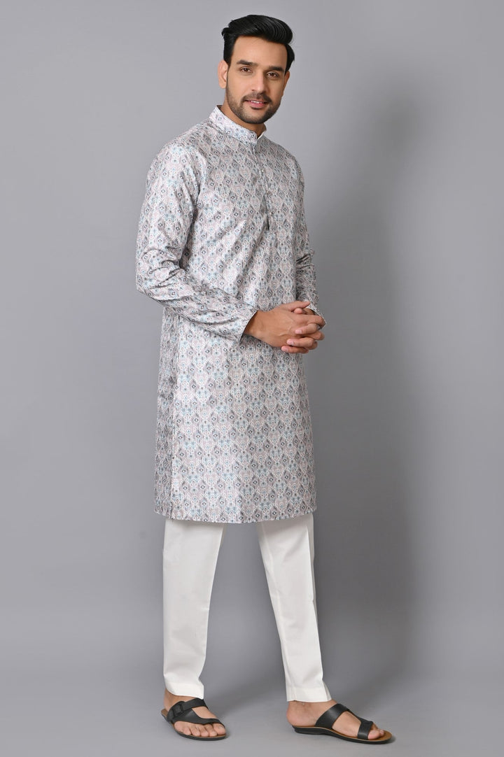 Ethnic Motifs Grey Kurta Set