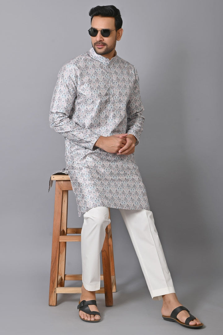 Ethnic Motifs Grey Kurta Set