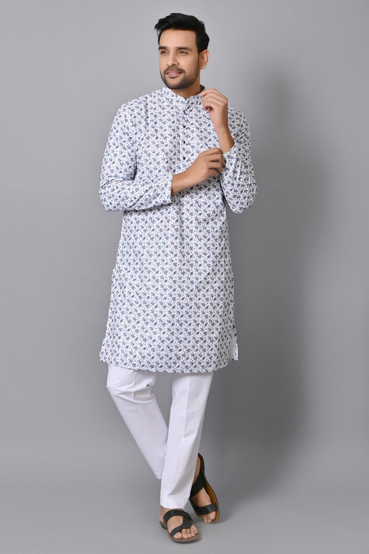 Chikan Blue Kurta Set