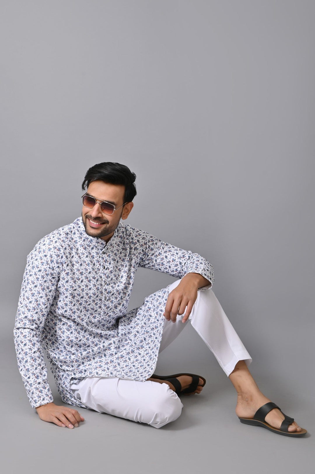 Chikan Blue Kurta Set