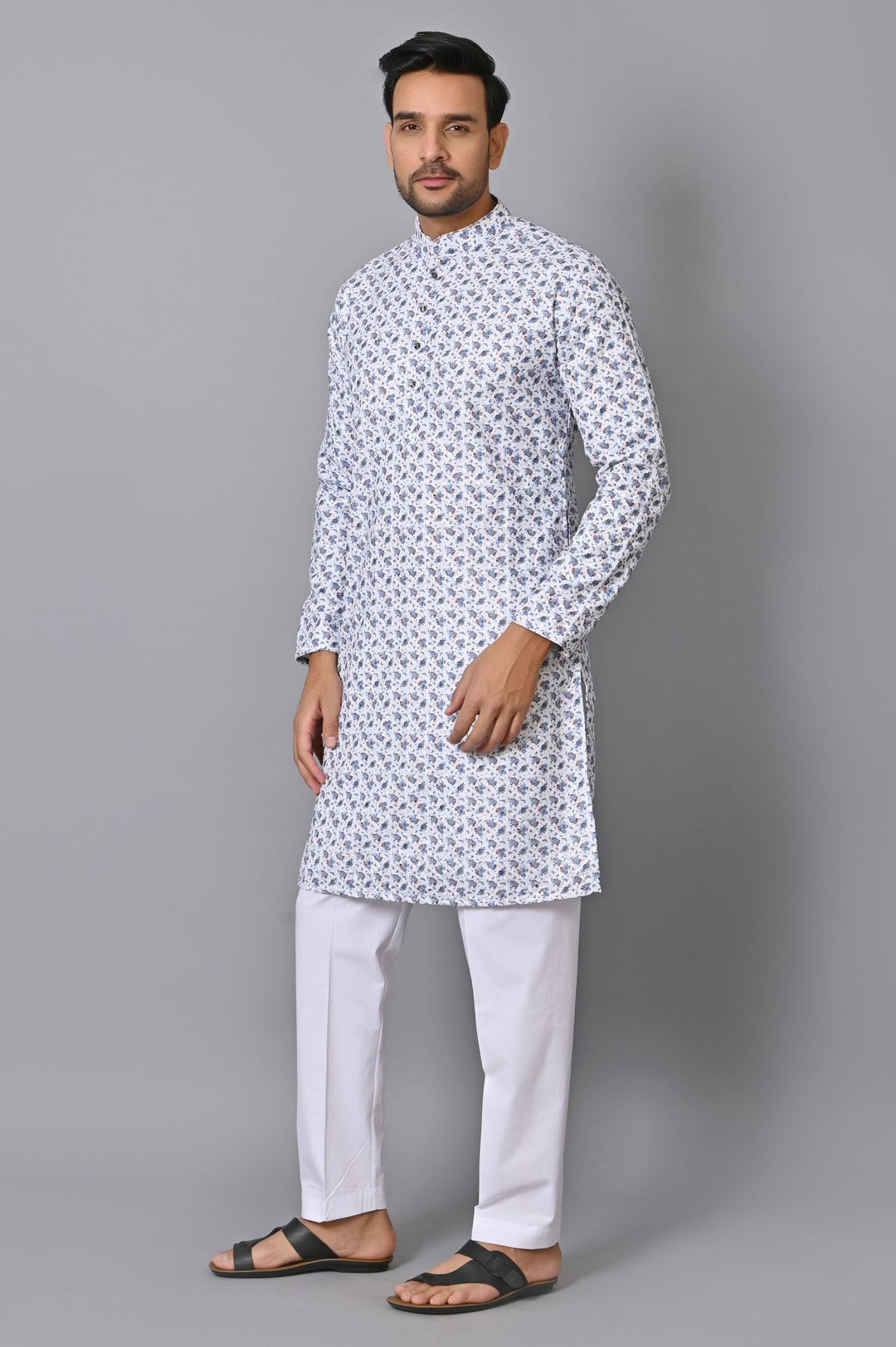 Chikan Blue Kurta Set