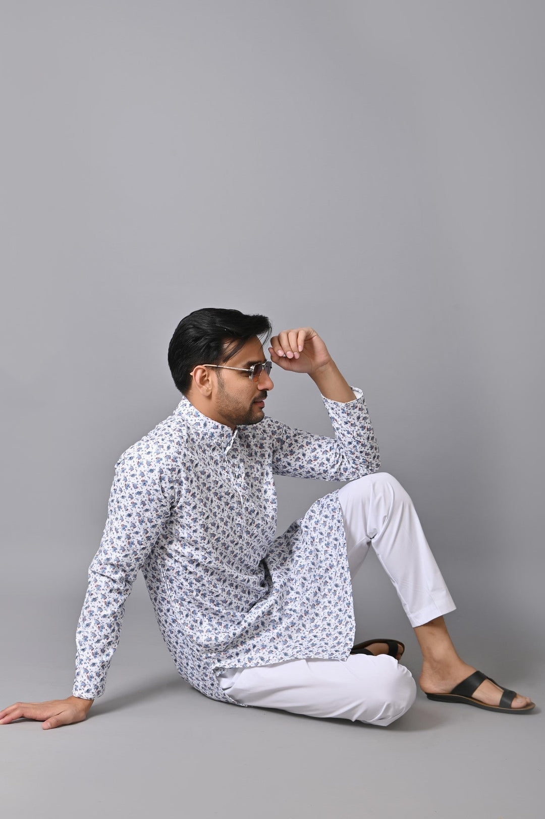 Chikan Blue Kurta Set