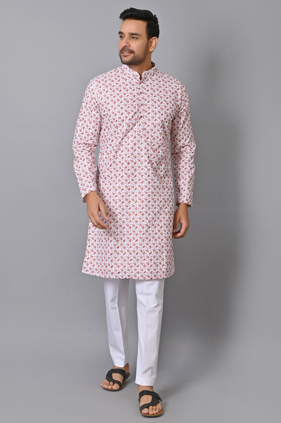 Chikan Pink Kurta Set