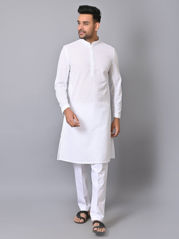 Embroidered White Kurta Set