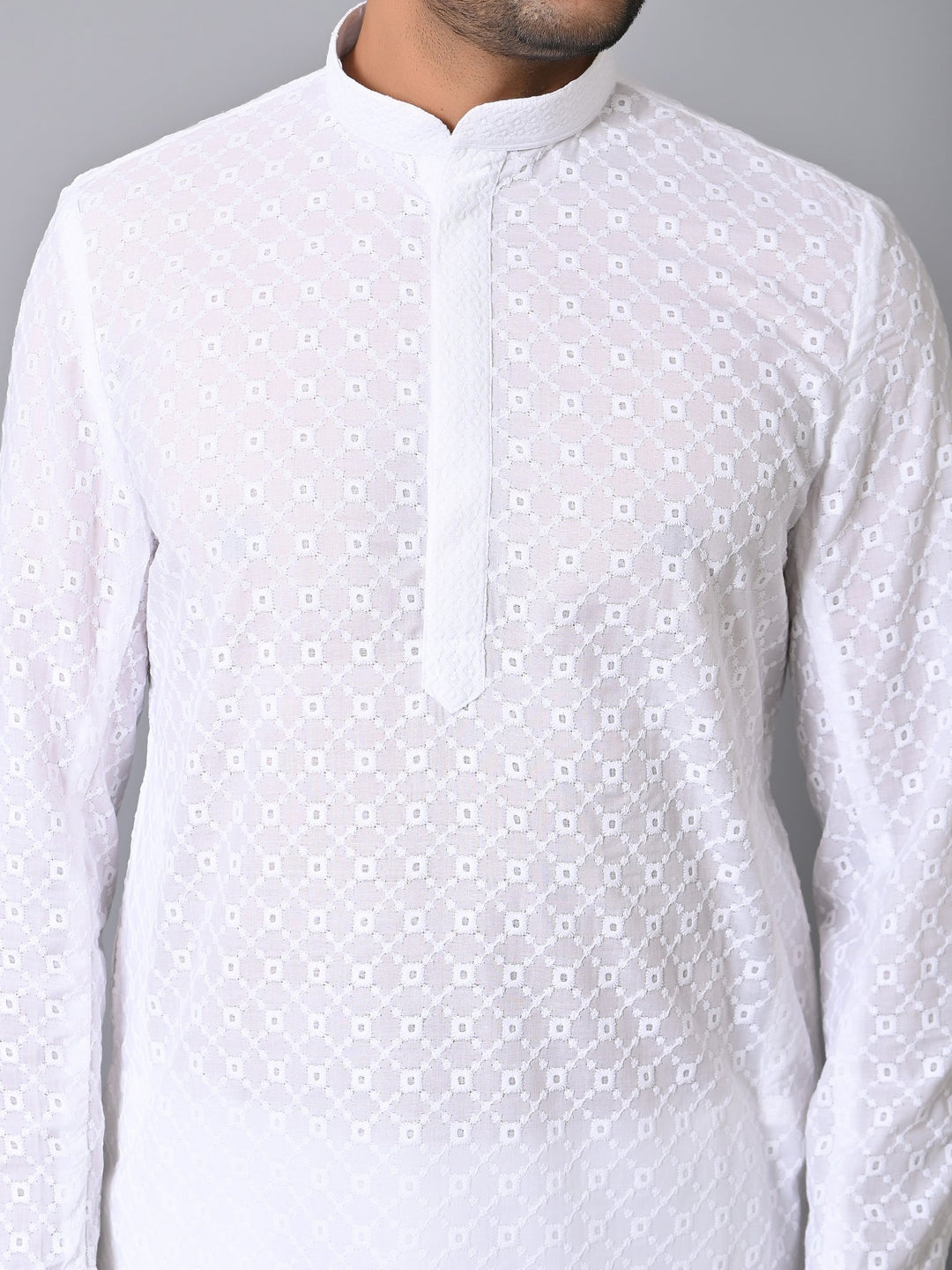 Embroidered White Kurta Set