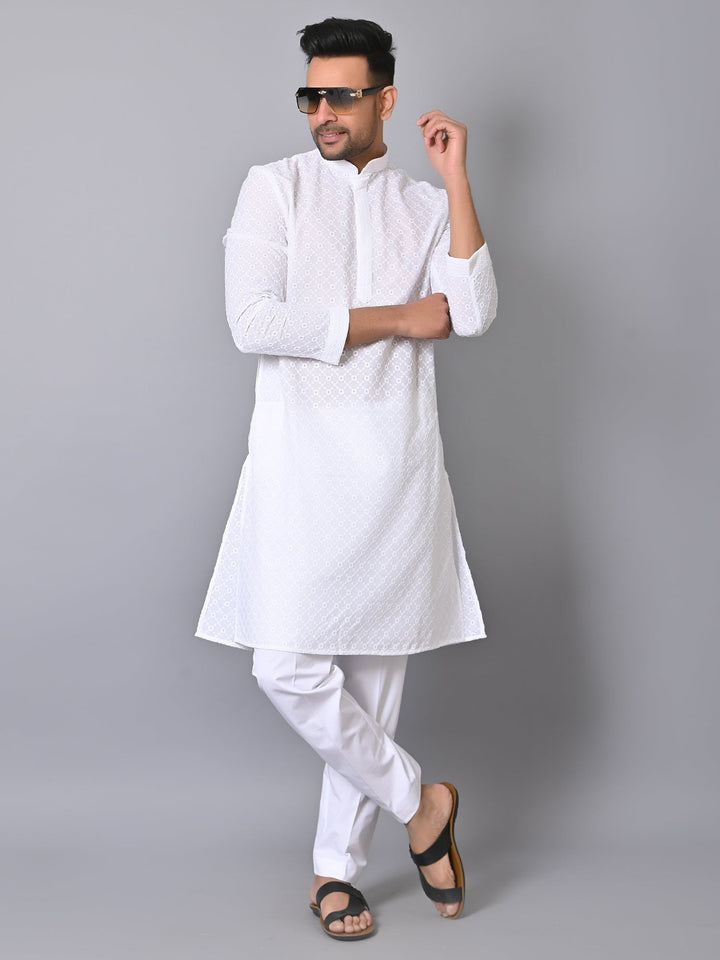 Embroidered White Kurta Set