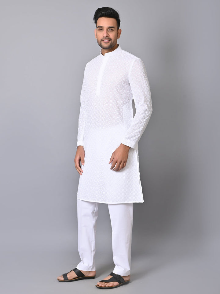 Embroidered White Kurta Set