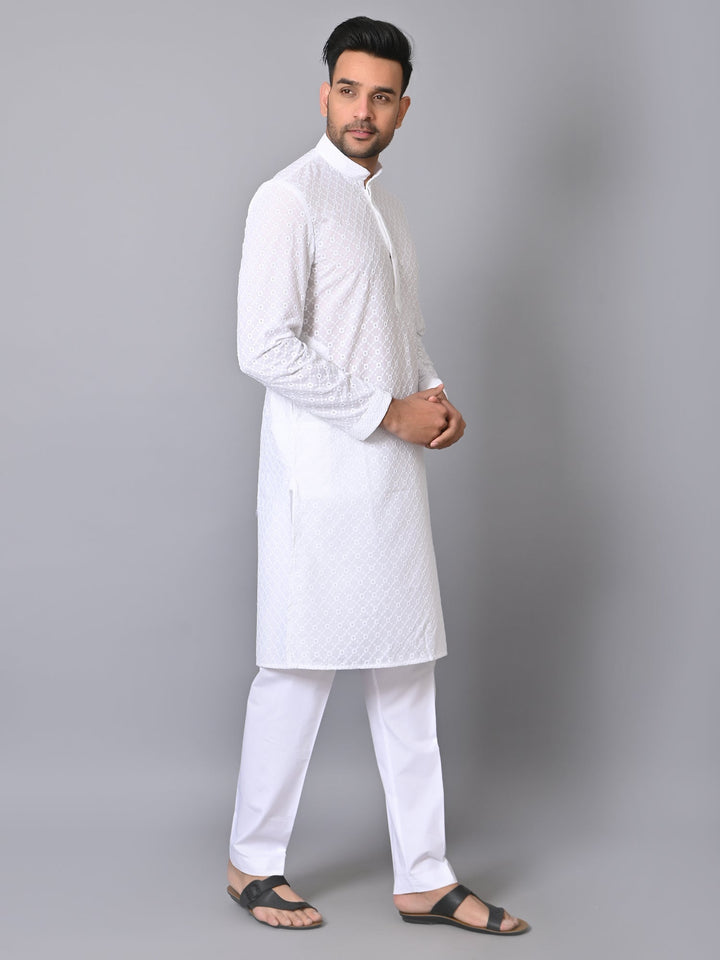 Embroidered White Kurta Set