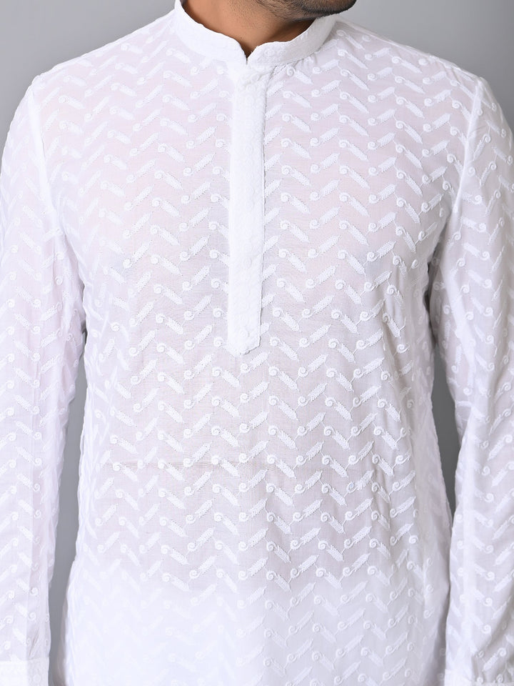 Chikan White Kurta Set