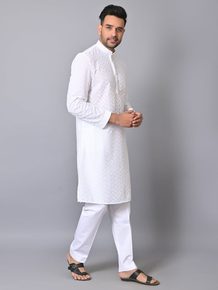 Chikan White Kurta Set