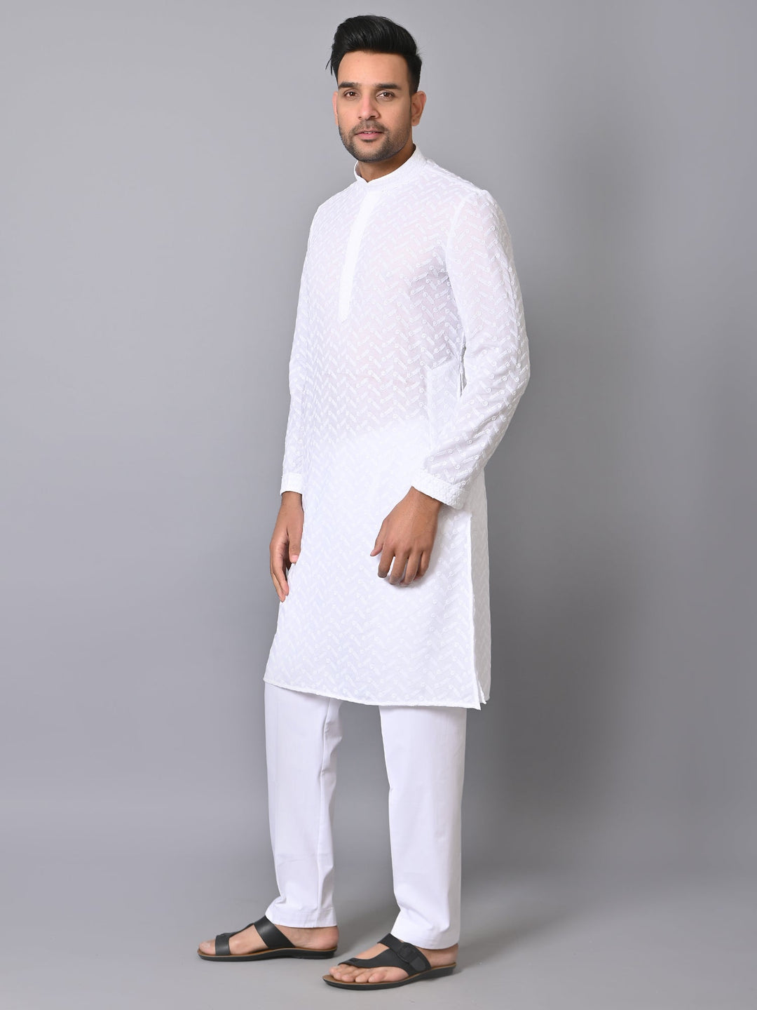 Chikan White Kurta Set