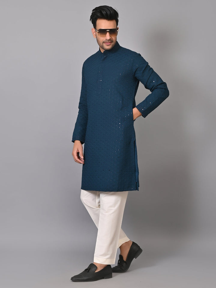 Chikan Blue Kurta Set
