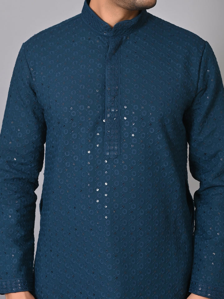 Chikan Blue Kurta Set