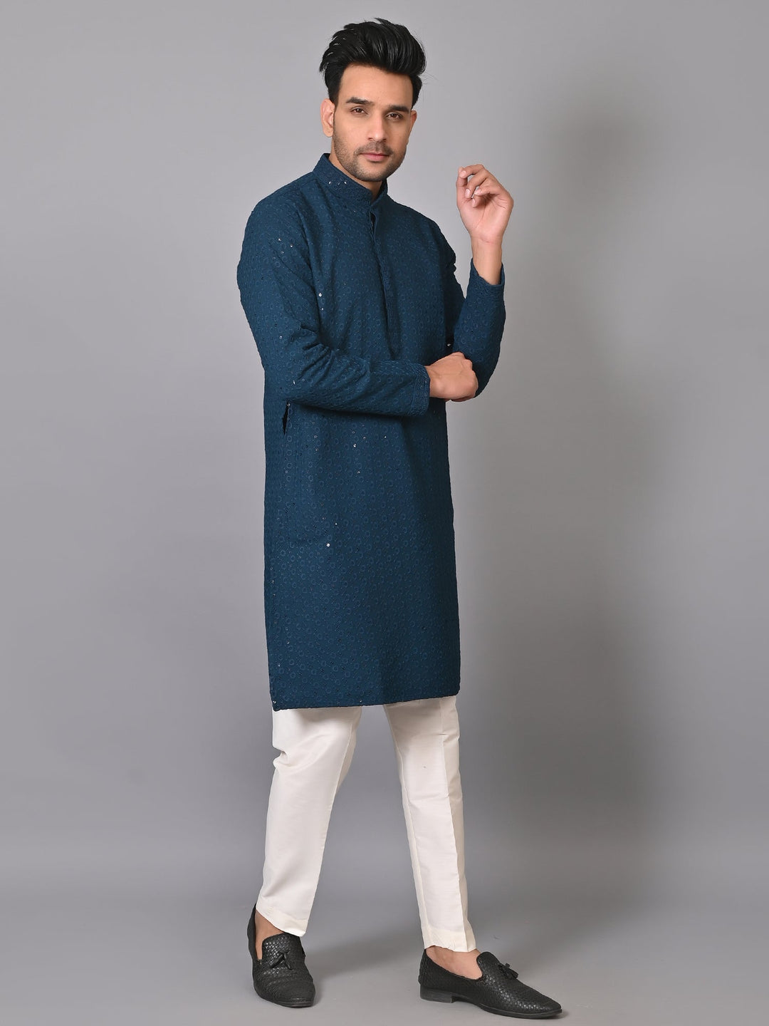 Chikan Blue Kurta Set