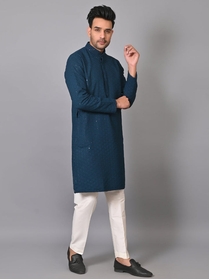 Chikan Blue Kurta Set