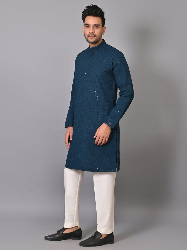 Chikan Blue Kurta Set