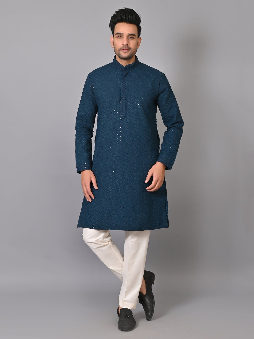 Chikan Blue Kurta Set