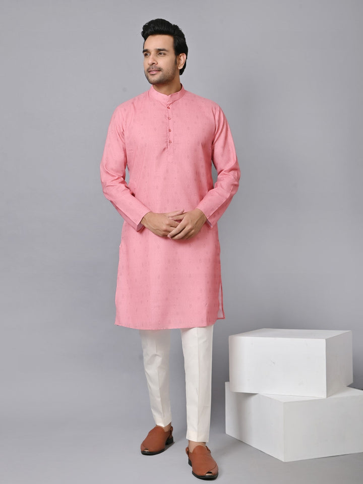 Geometric Peach Kurta Set