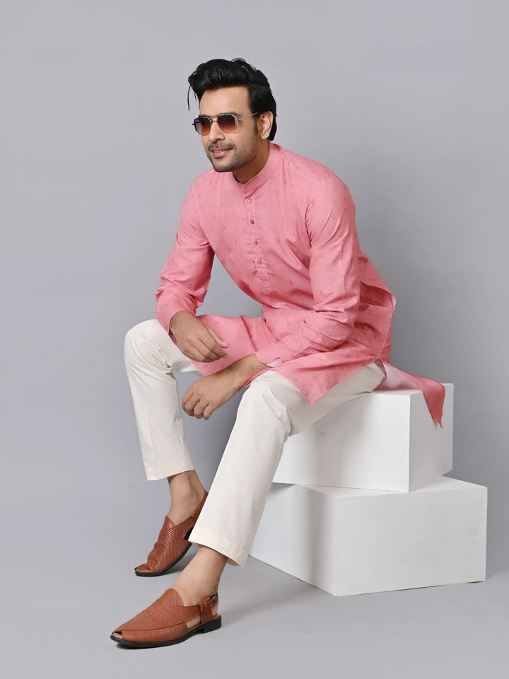 Geometric Peach Kurta Set