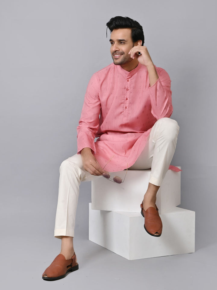 Geometric Peach Kurta Set