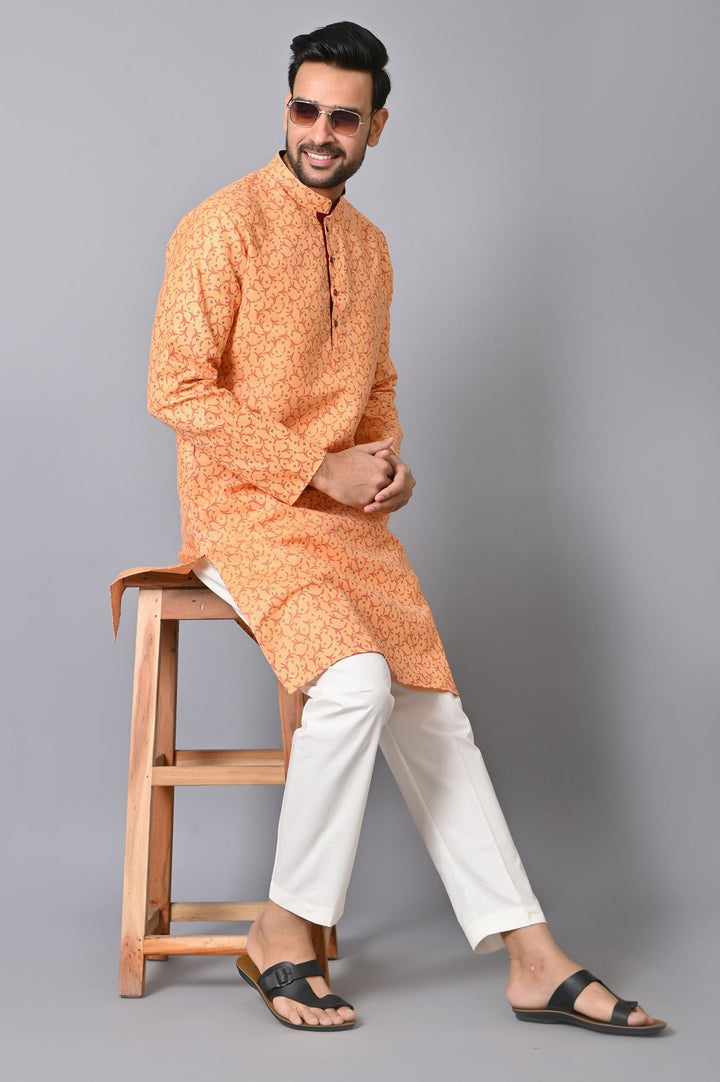 Ethnic Motifs Orange Kurta Set