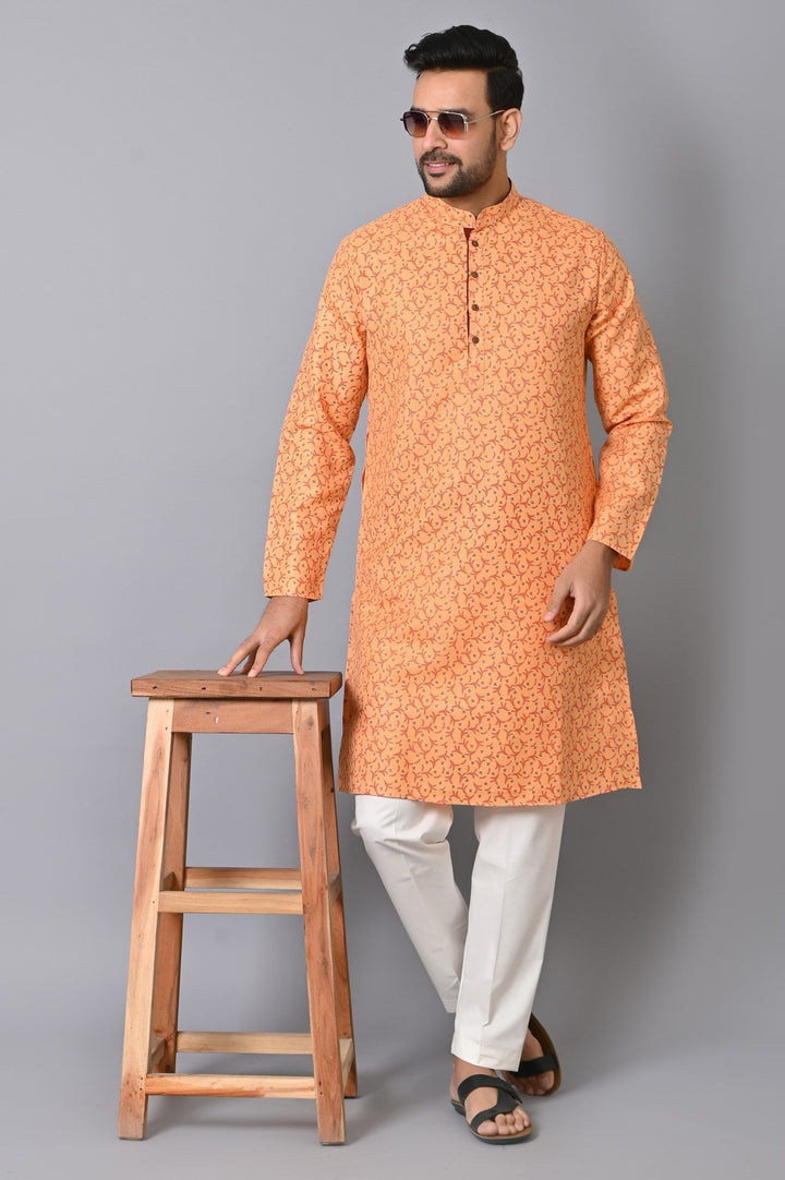 Ethnic Motifs Orange Kurta Set