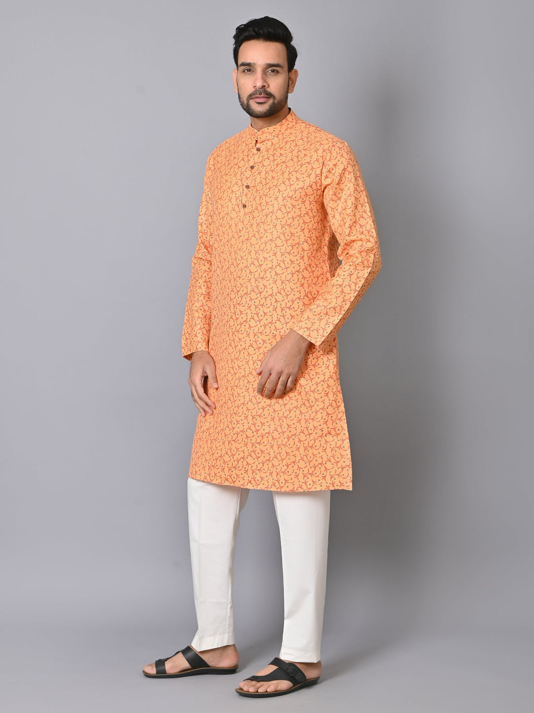 Ethnic Motifs Orange Kurta Set