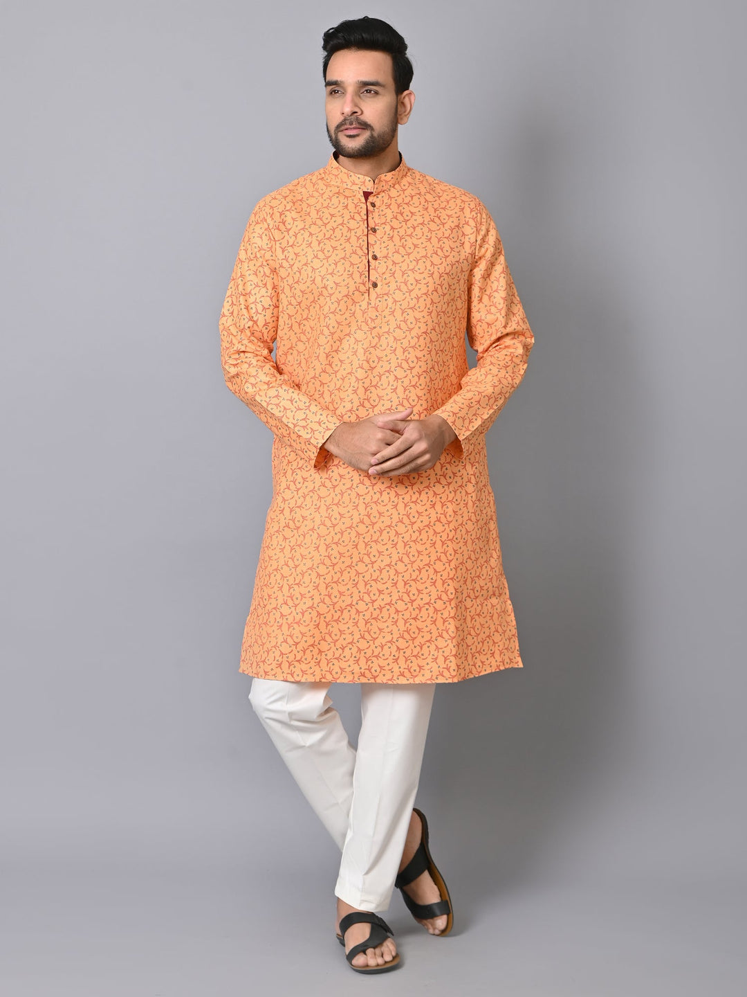 Ethnic Motifs Orange Kurta Set