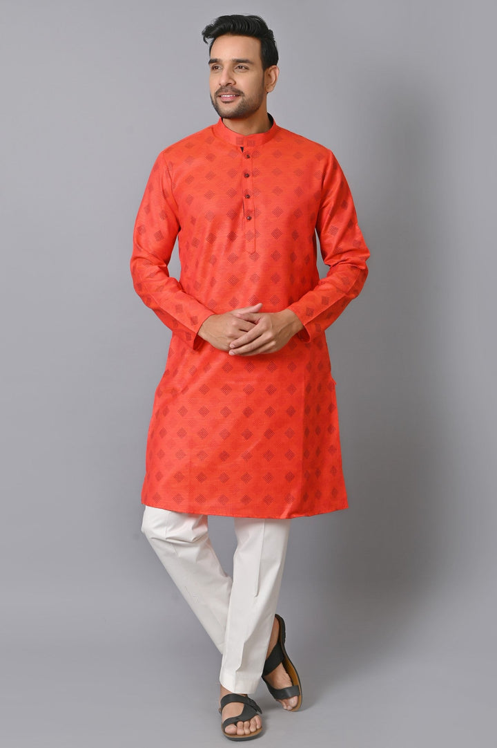 Checked Red Kurta Set