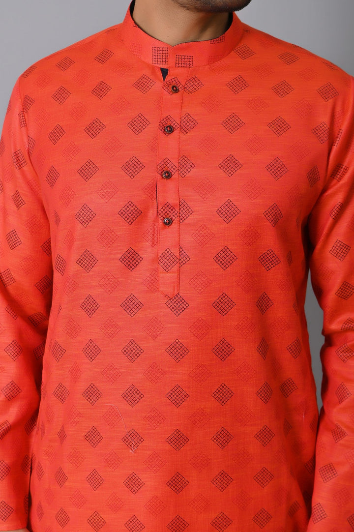 Checked Red Kurta Set