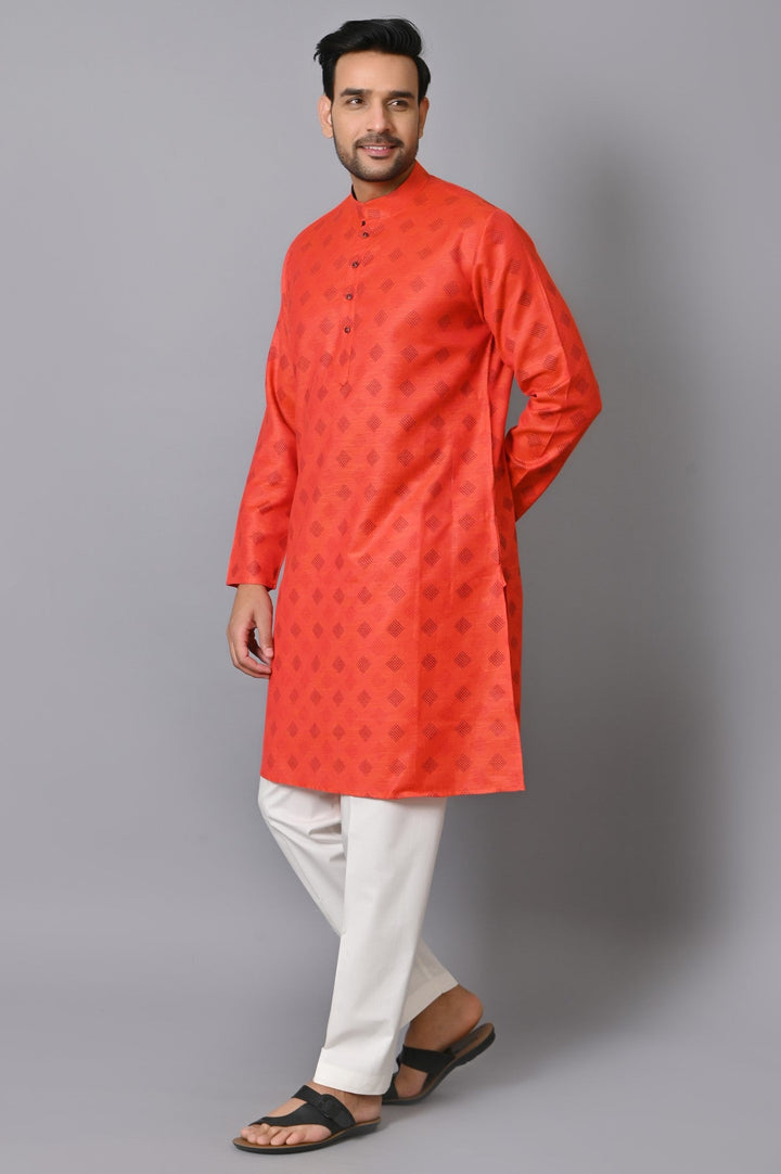 Checked Red Kurta Set