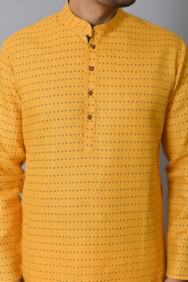 Abstract Mustard Kurta Set