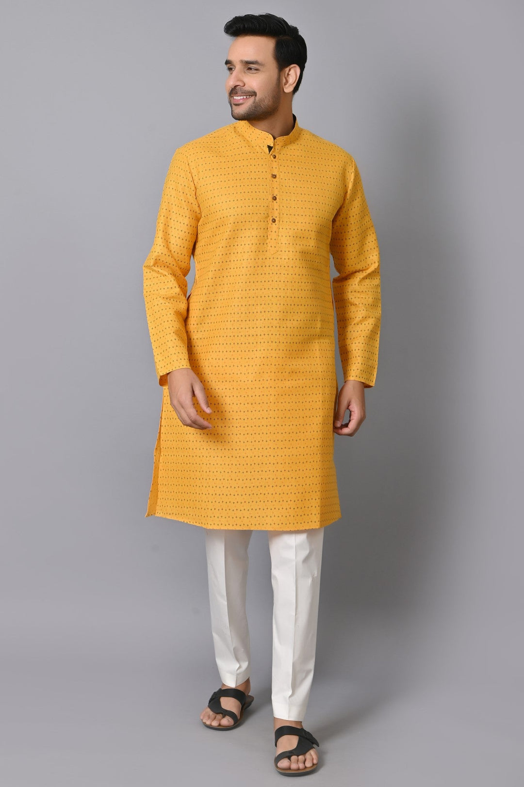 Abstract Mustard Kurta Set