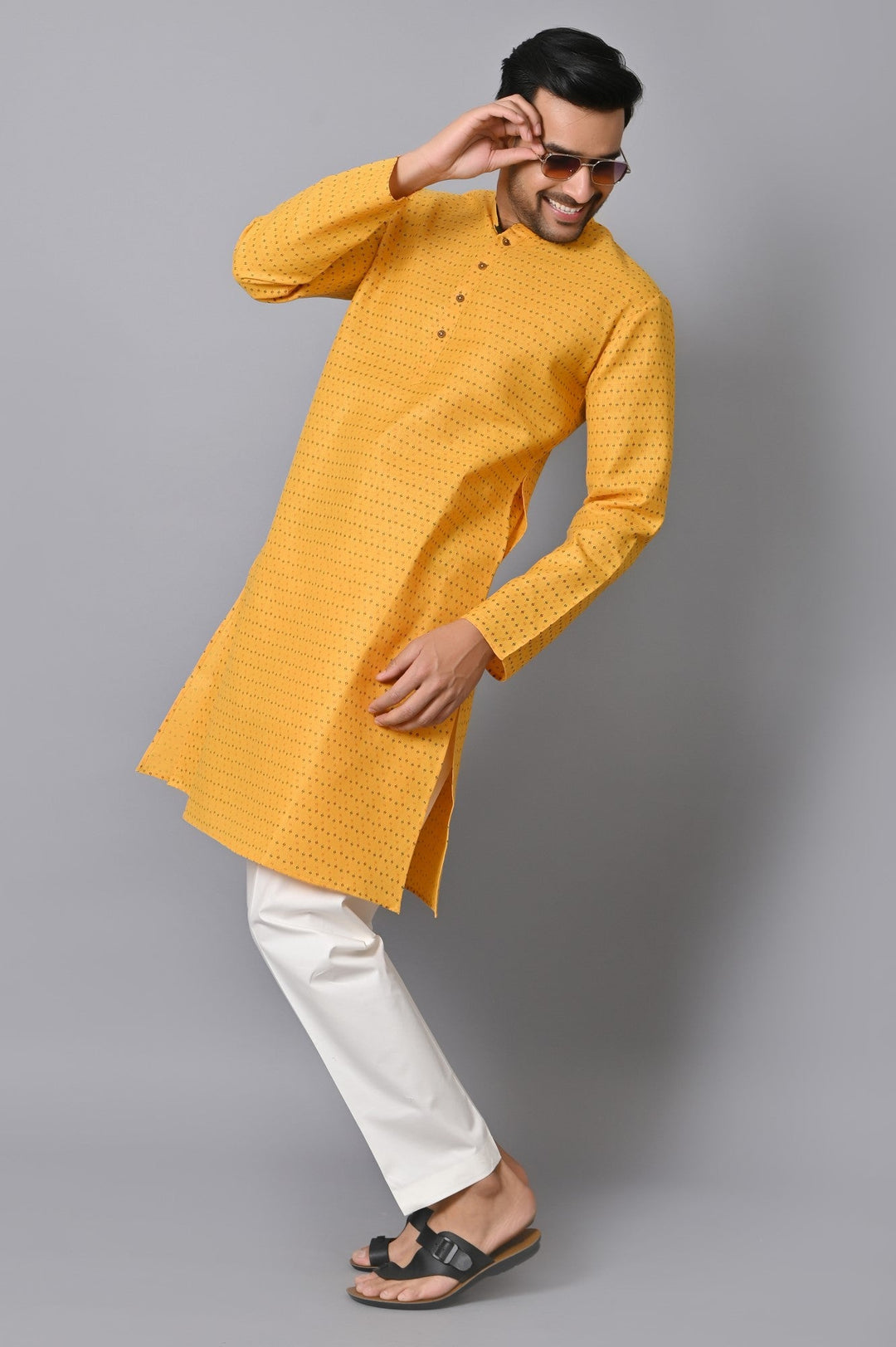 Abstract Mustard Kurta Set