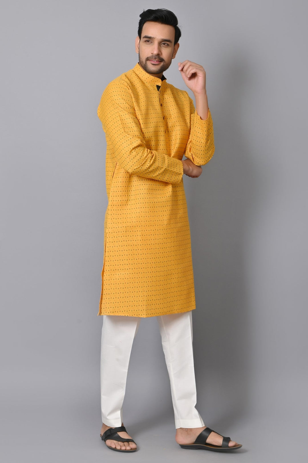 Abstract Mustard Kurta Set