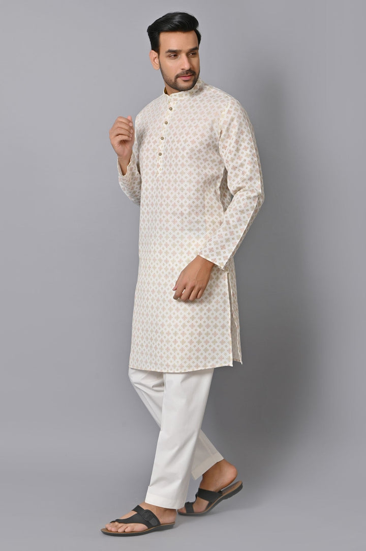 Ethnic Motifs Off White Kurta Set