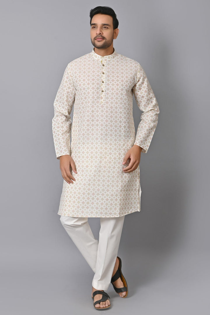 Ethnic Motifs Off White Kurta Set