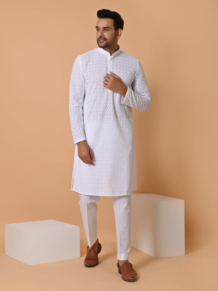 Leafs White Kurta Set