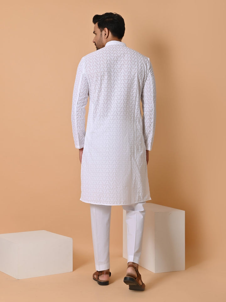 Leafs White Kurta Set