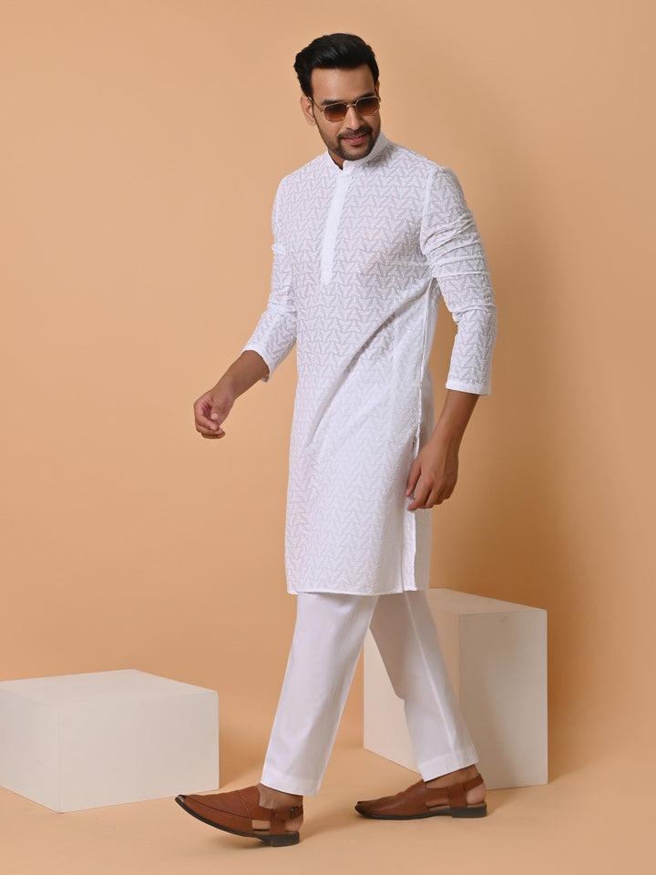 Leafs White Kurta Set