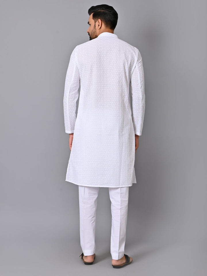 Chikan White Kurta Set